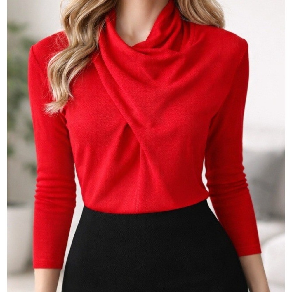Vtg Italian Designer Mila Schon Sweater Red Lambswool Back Zip Women L Old Money